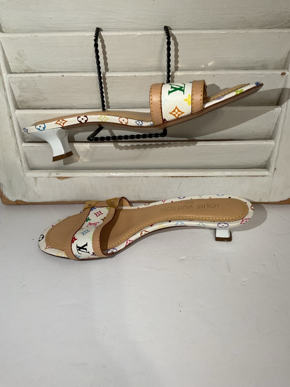 Louis Vuitton Sandals Murakami Kitten Heel Size 36.5 - Picture 9 of 14
